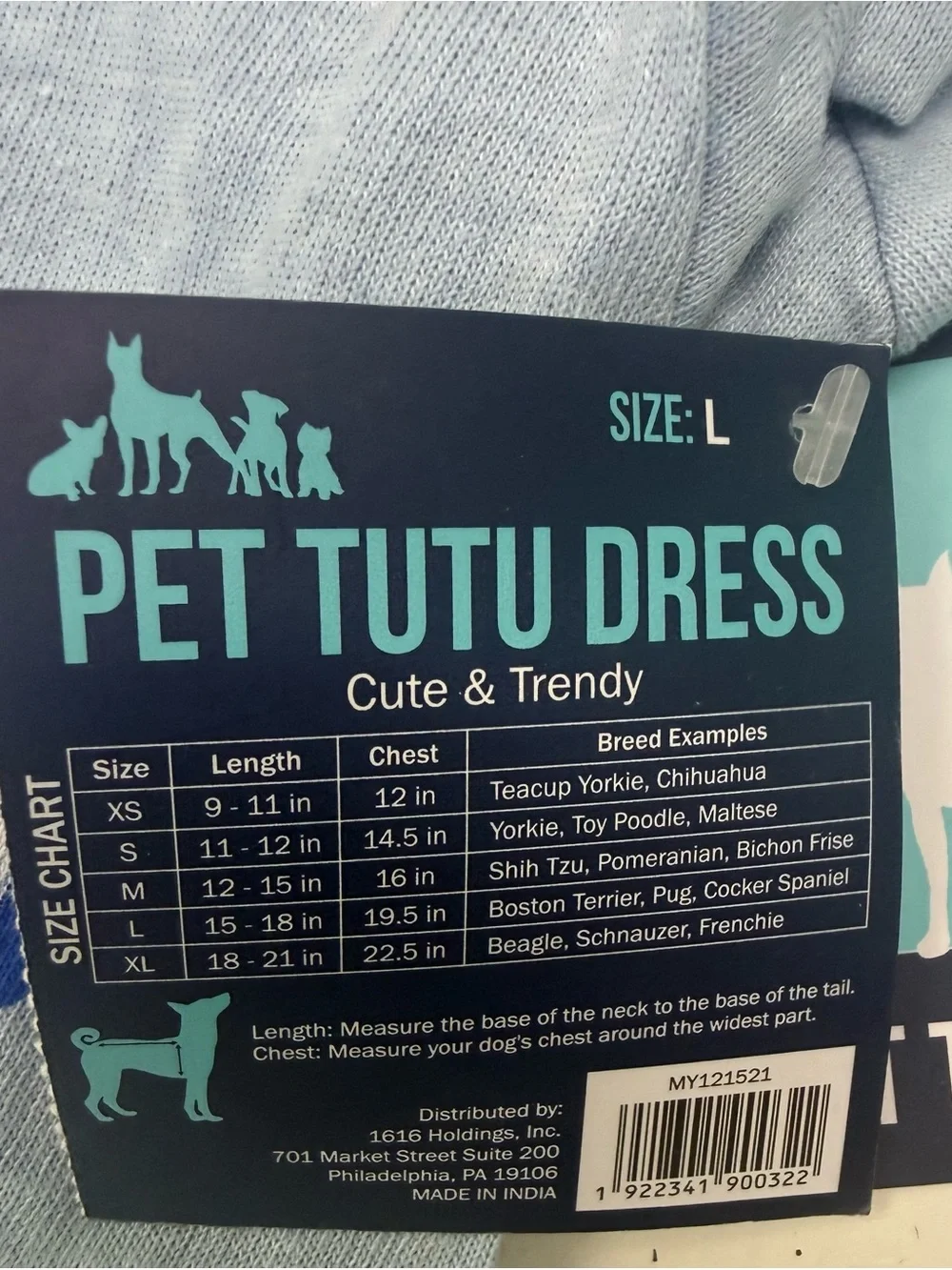 Queen Bee Light Blue Pet Tutu Dress by